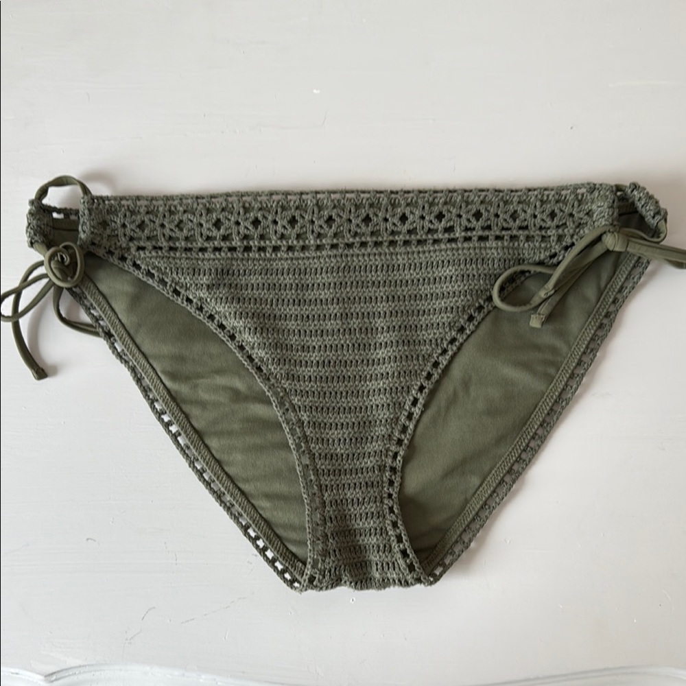 Abercrombie & Fitch Olive Green Crochet Bikini Bottom